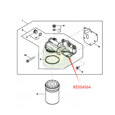 इंजन सिस्टम RE504564 R502505 तेल फिल्टर हेड जॉन डीरे ट्रैक्टर के लिए