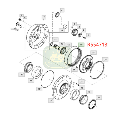 ड्राइव सिस्टम 70T R554713 R229687 JD ट्रैक्टर के लिए रिंग गियर